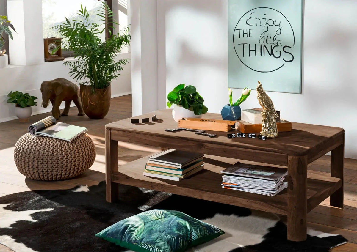 Segur Solid Wood Coffee Table In Provincial Teak Finish For Living Room