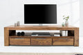 Reto Sheesham Wood Three Drawer & One Shelf Large Media Unit In Natural Finish  For Living Room Furniture