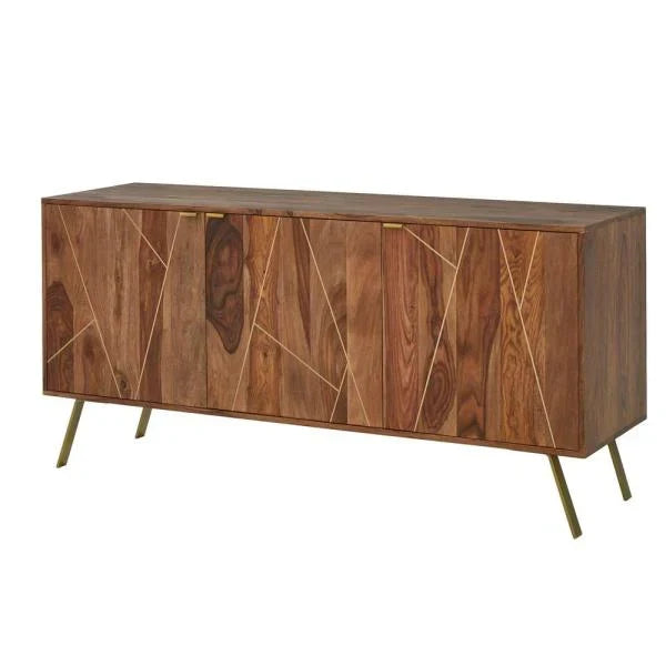 Sheesham Solid Wood Sideboard in Rustic Teak Finish