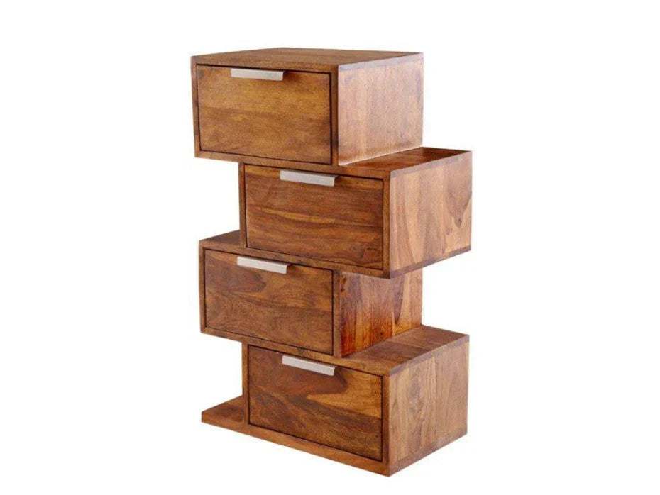 Marwar Solid Wood Chest Of Drawer in Provincial Teak Finish For Study Room