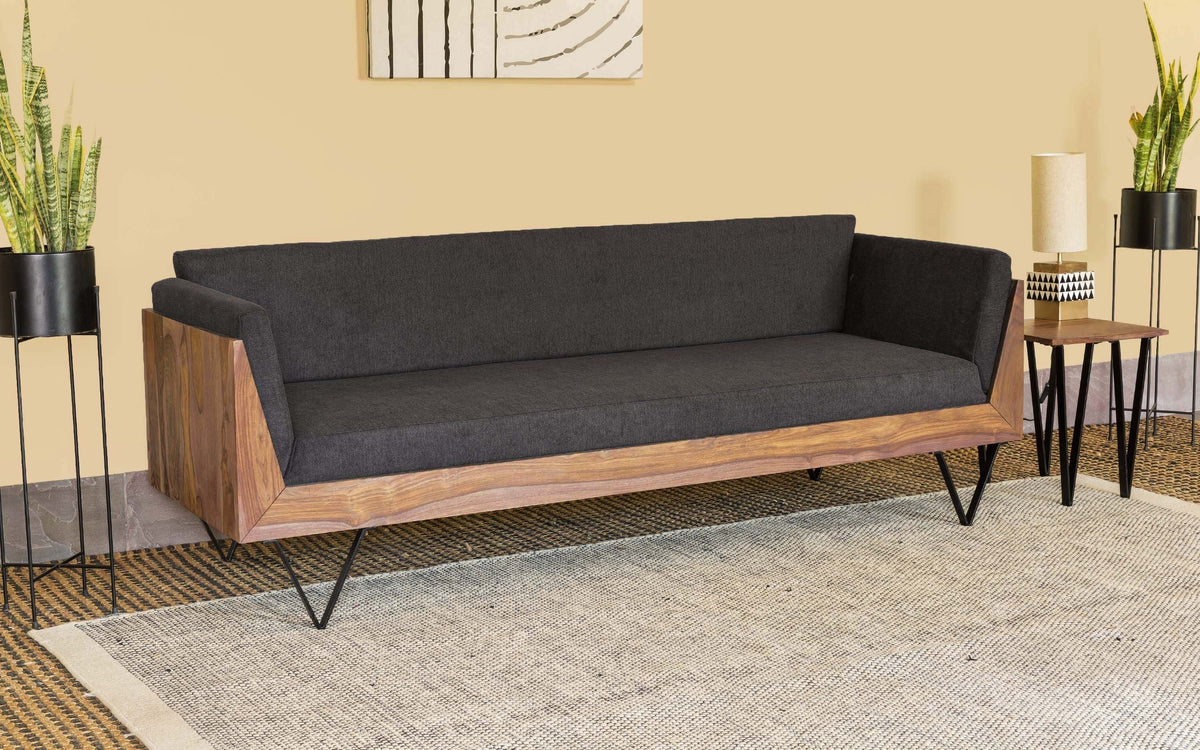Orangetree Solid Wood 3 Seater Sofa & 2 Seater Sofa In Natural Teak Finish For Living Room