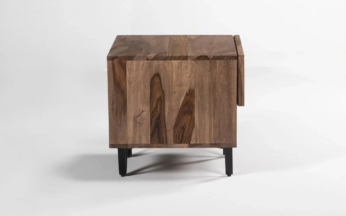 Orangetree Solid Wood Bed-side Table In Natural Teak Finish For Bed-Room Furniture