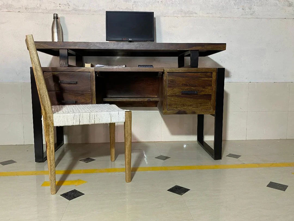 Jenex Sheesham Wood Study Table In Honey Oak  For Study Room Furniture